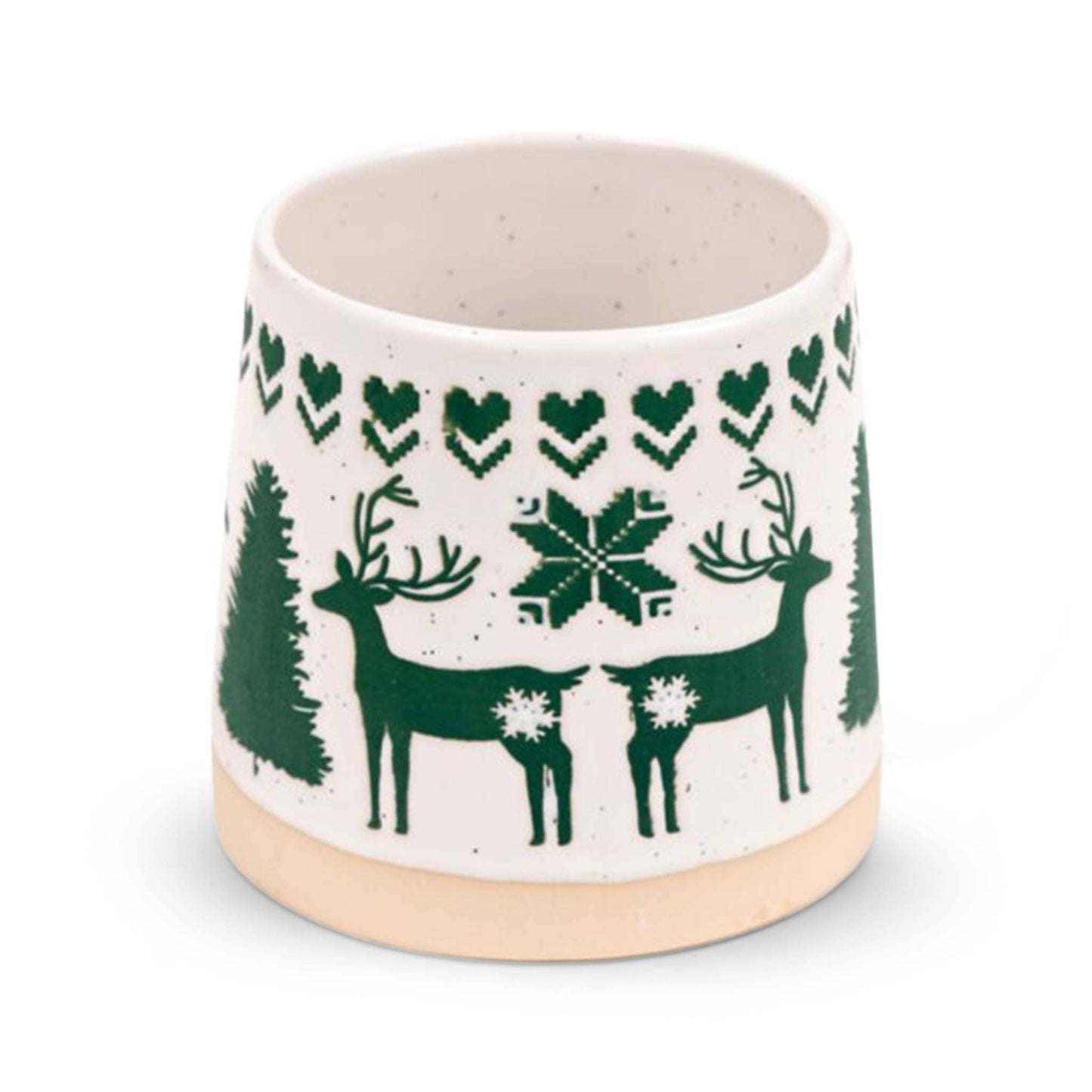 Puckator Coffee Cups Green Reindeer Stoneware Mug - Festive Ceramic - 400ml