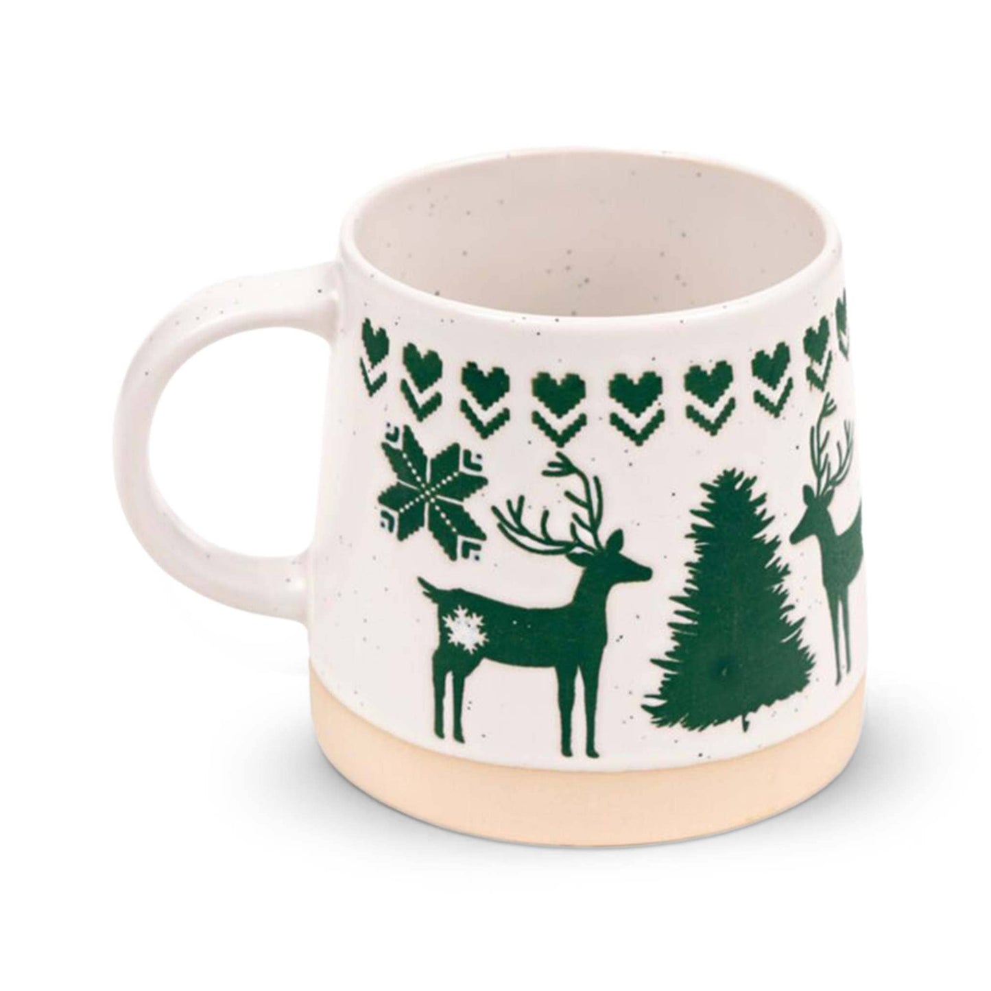 Puckator Coffee Cups Green Reindeer Stoneware Mug - Festive Ceramic - 400ml