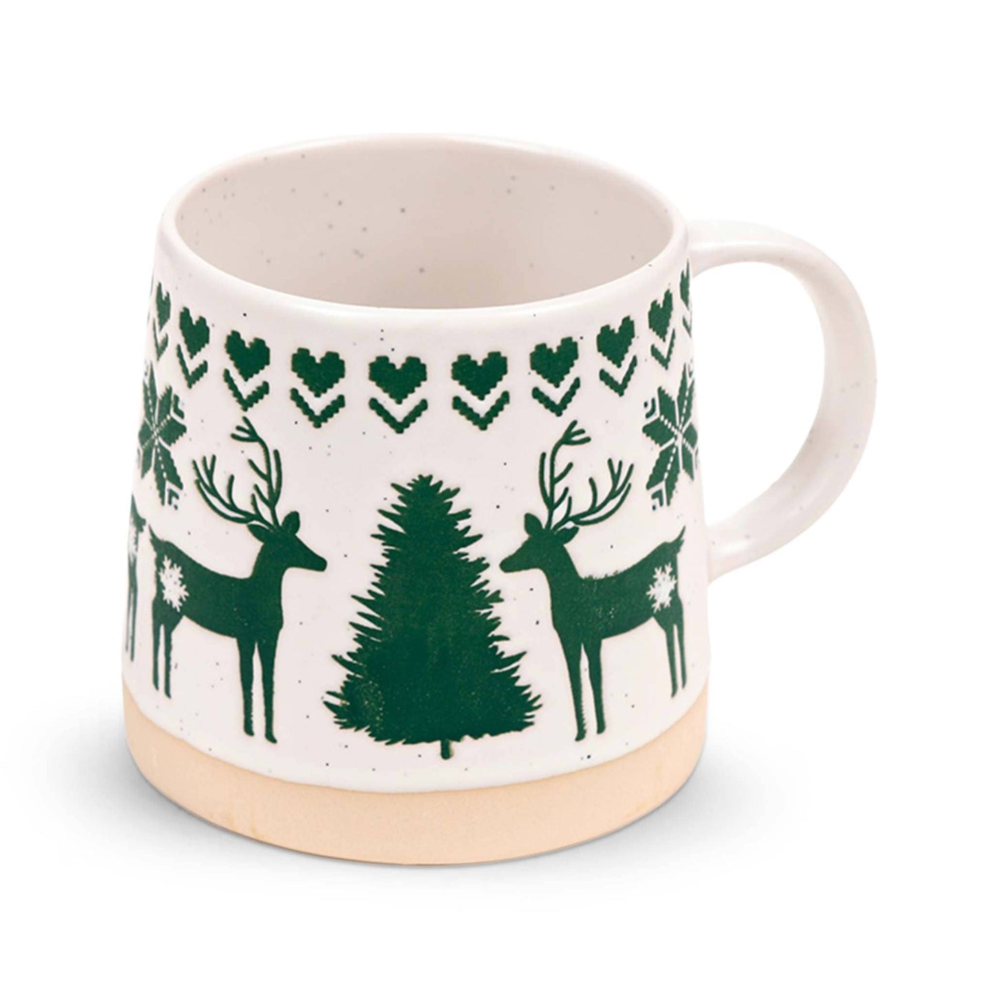 Puckator Coffee Cups Green Reindeer Stoneware Mug - Festive Ceramic - 400ml