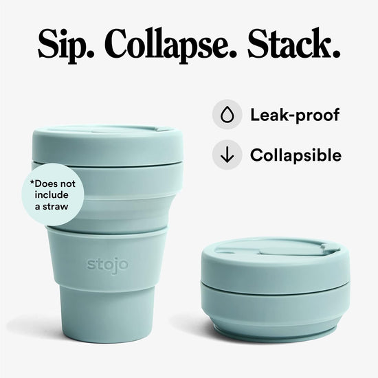 Stojo Coffee Cups Stojo Collapsible & Reusable Travel Mug 12oz/355ml - Aquamarine
