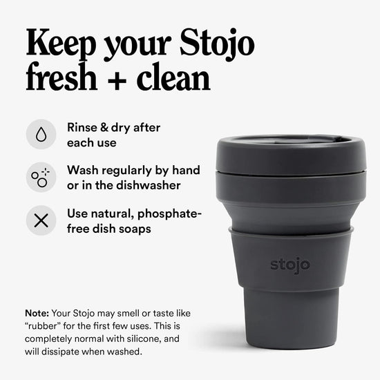 Stojo Coffee Cups Stojo Collapsible & Reusable Travel Mug 12oz/355ml - Carbon