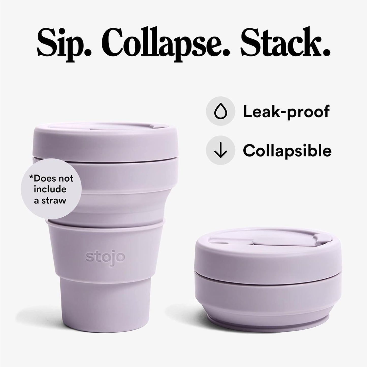 Stojo Coffee Cups Stojo Collapsible & Reusable Travel Mug 12oz/355ml - Lilac
