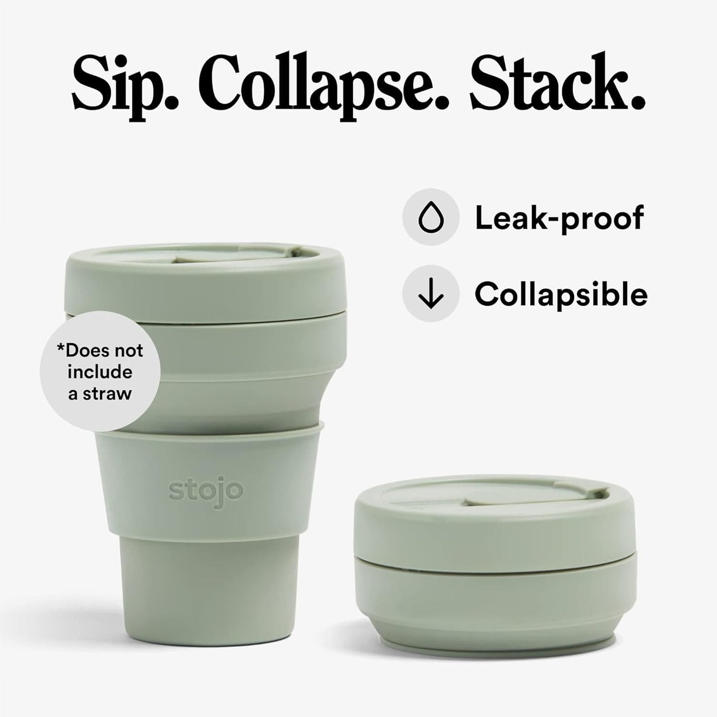 Stojo Coffee Cups Stojo Collapsible & Reusable Travel Mug 12oz/355ml - Sage