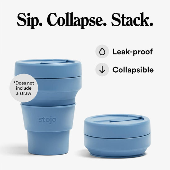 Stojo Coffee Cups Stojo Collapsible & Reusable Travel Mug 12oz/355ml - Steel Blue
