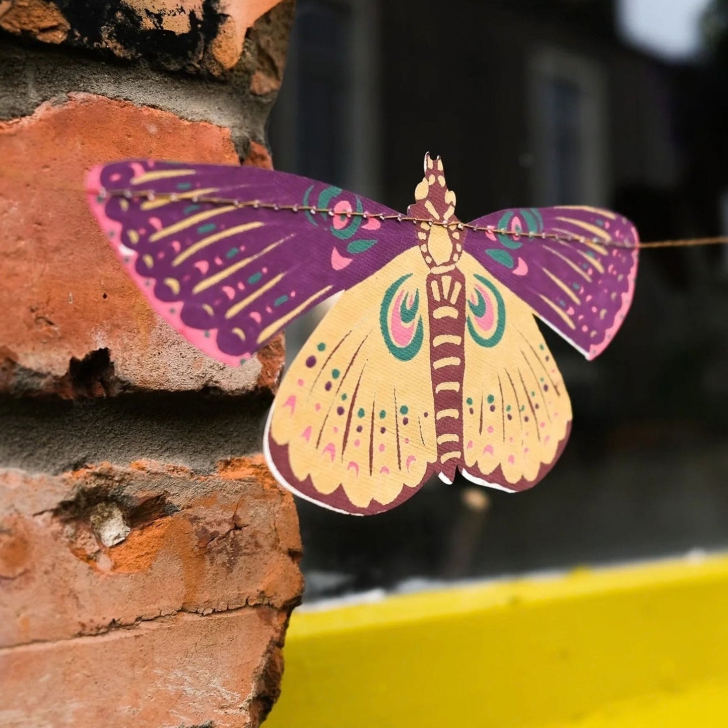 East End Press Decoration Colourful Butterflies Sewn Garland - Recycled Cotton Paper - 3m - East End Press
