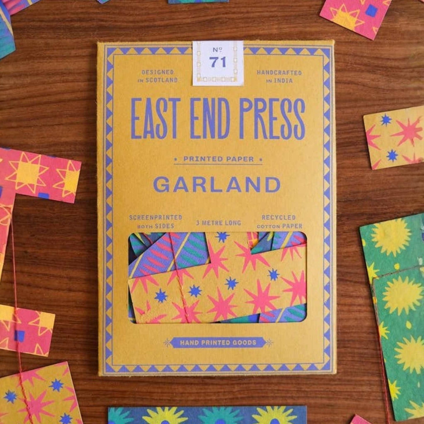 East End Press Decoration Happy Birthday Sewn Garland - Recycled Cotton Paper