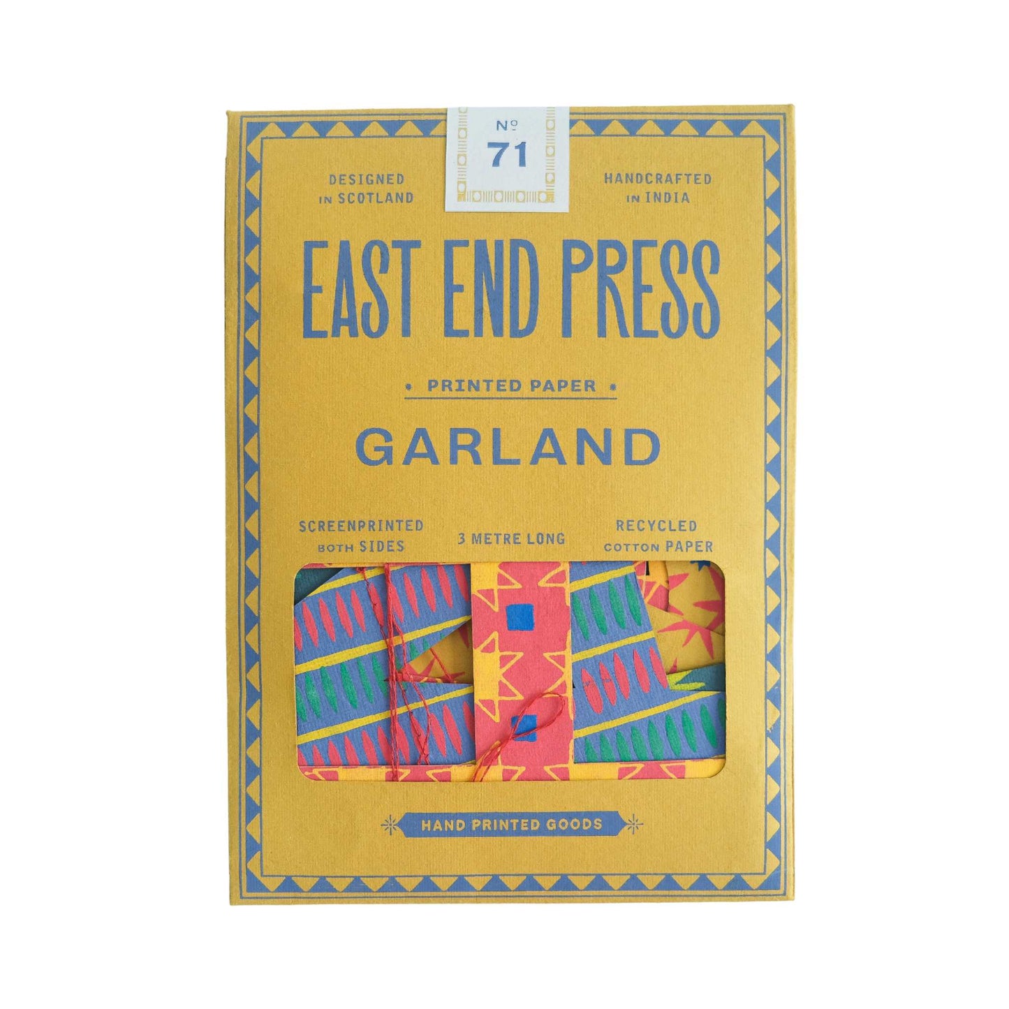 East End Press Decoration Happy Birthday Sewn Garland - Recycled Cotton Paper