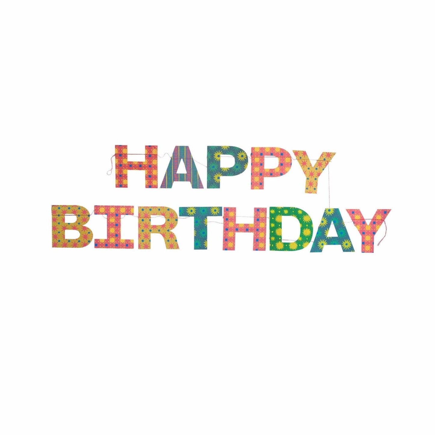 East End Press Decoration Happy Birthday Sewn Garland - Recycled Cotton Paper