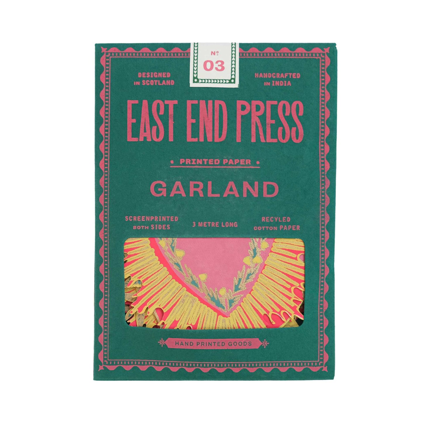 East End Press Decoration Kitsch Hearts Sewn Garland - Recycled Cotton Paper