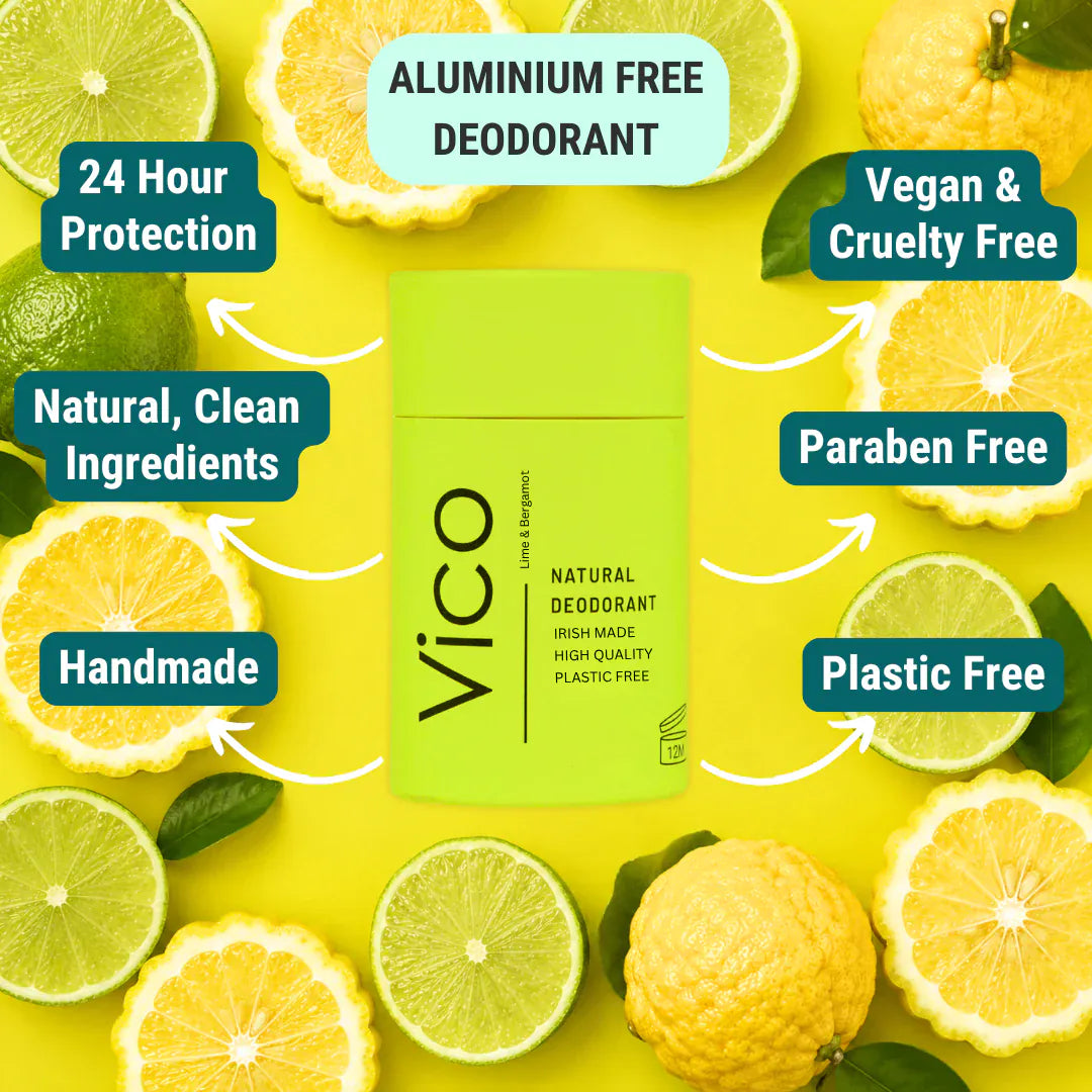 Vico Deodorant Vico Natural Deodorant Stick 55g - 24hr Odour Protection - Lime & Bergamot - Limited Edition
