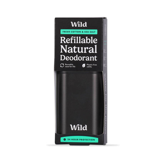 Wild Deodorant Wild Black Case and Fresh Cotton and Sea Salt Natural Deodorant Starter Pack