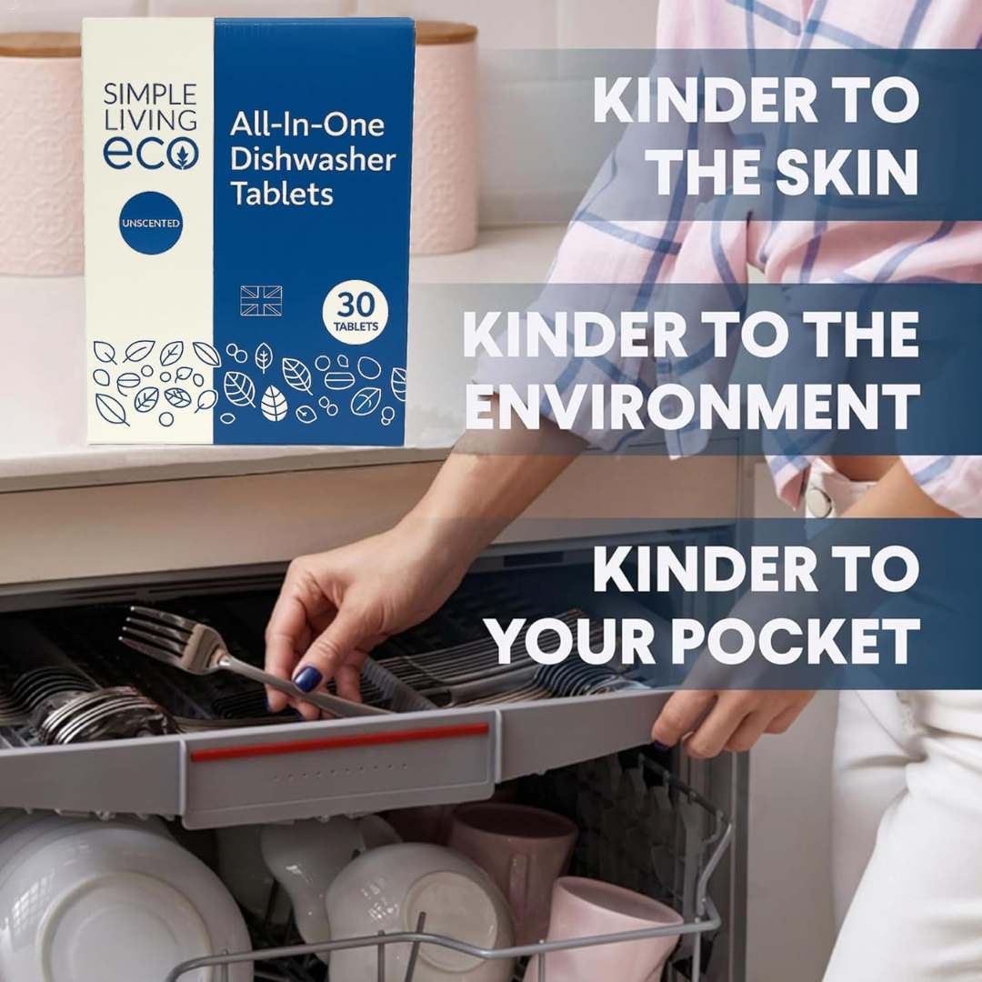 Simple Living Eco Dishwasher Cleaners Simple Living Eco All-in-One Dishwasher Tablets - Plant-Based & Plastic-Free - 30 Pack