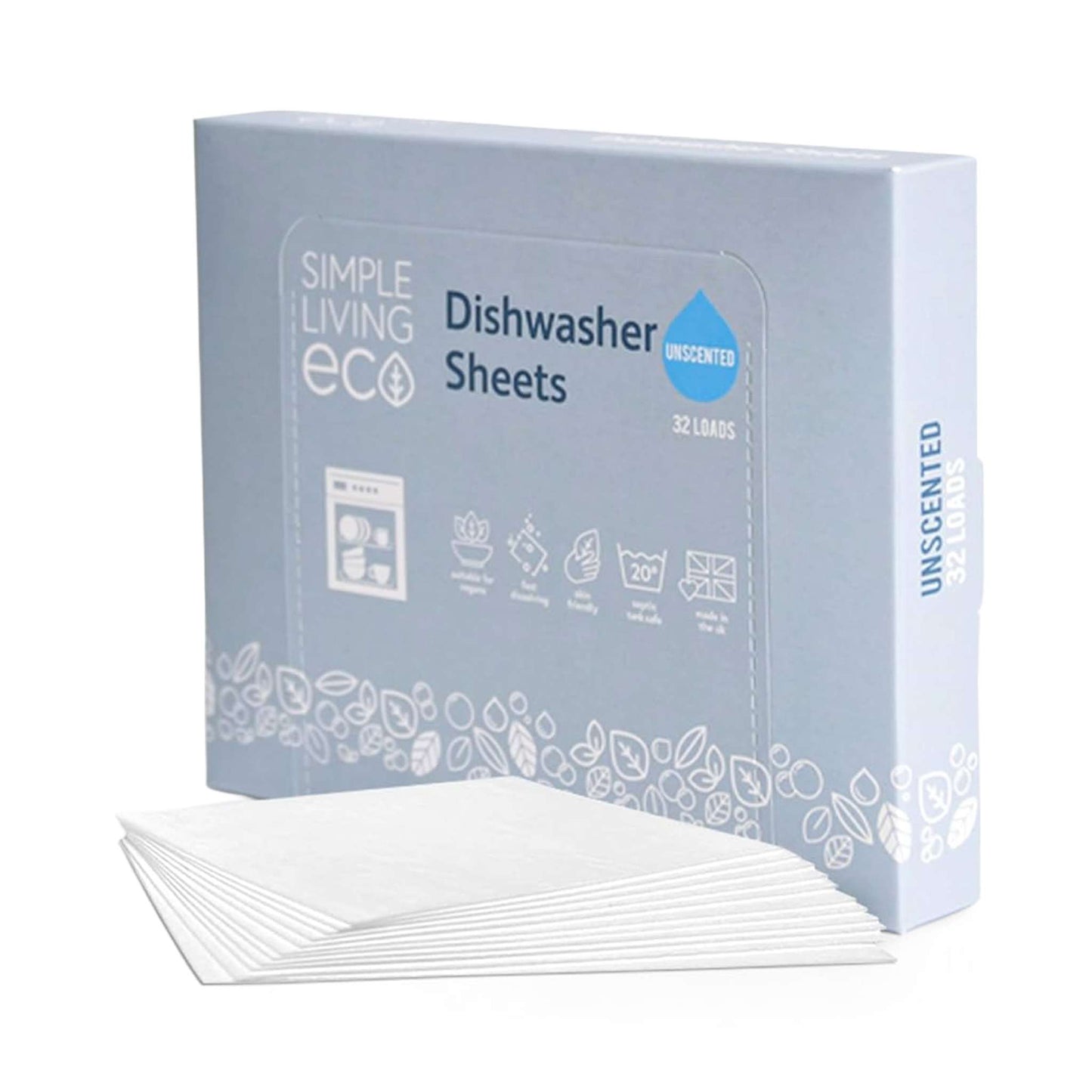 Simple Living Eco Dishwasher Cleaners Simple Living Eco – Dishwasher Sheets (Unscented) – Plant-Based & Plastic-Free – 32 Pack