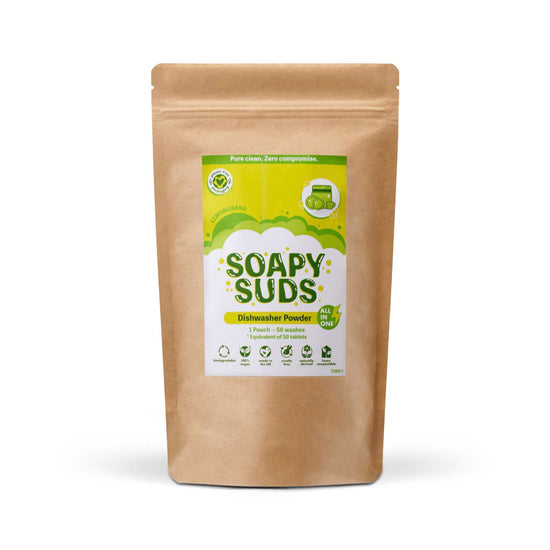 EcoLiving Dishwasher Cleaners Soapy Suds Dishwasher Powder - Plant-Based, Plastic-Free All-in-One Eco Detergent - 50 Washes