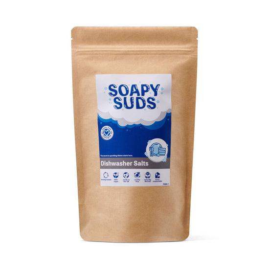 EcoLiving Dishwasher Cleaners Soapy Suds Dishwasher Salt - Plastic-Free, Pure Performance Salt - 750g