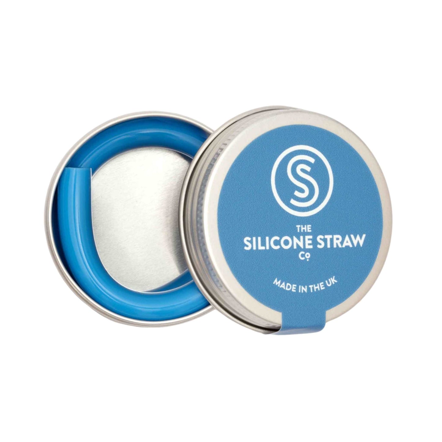 The Silicone Straw Co. Drinking Straws & Stirrers Blue Reusable Silicone Straw in Travel Tin - The Silicone Straw Co.