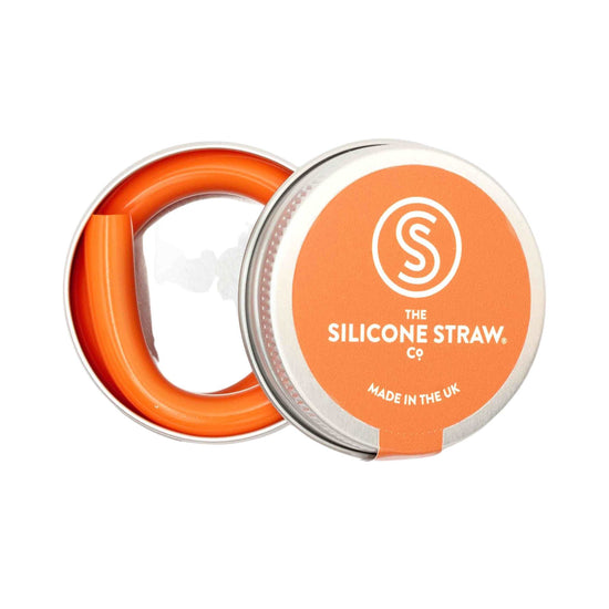 The Silicone Straw Co. Drinking Straws & Stirrers Orange Reusable Silicone Straw in Travel Tin - The Silicone Straw Co.