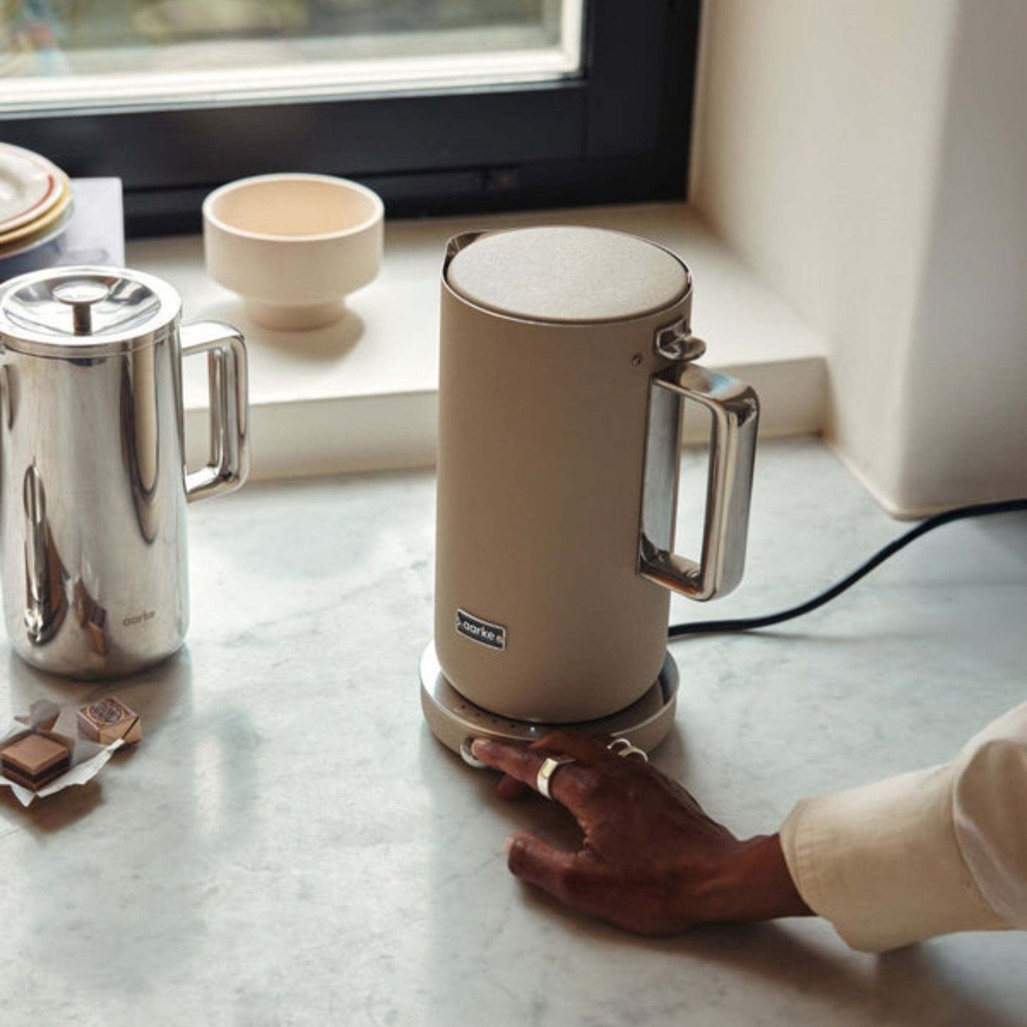 Aarke Electric Kettles Aarke Temperature Control Kettle - Sand - Double-Walled - Five Temperature Settings - 1.2L