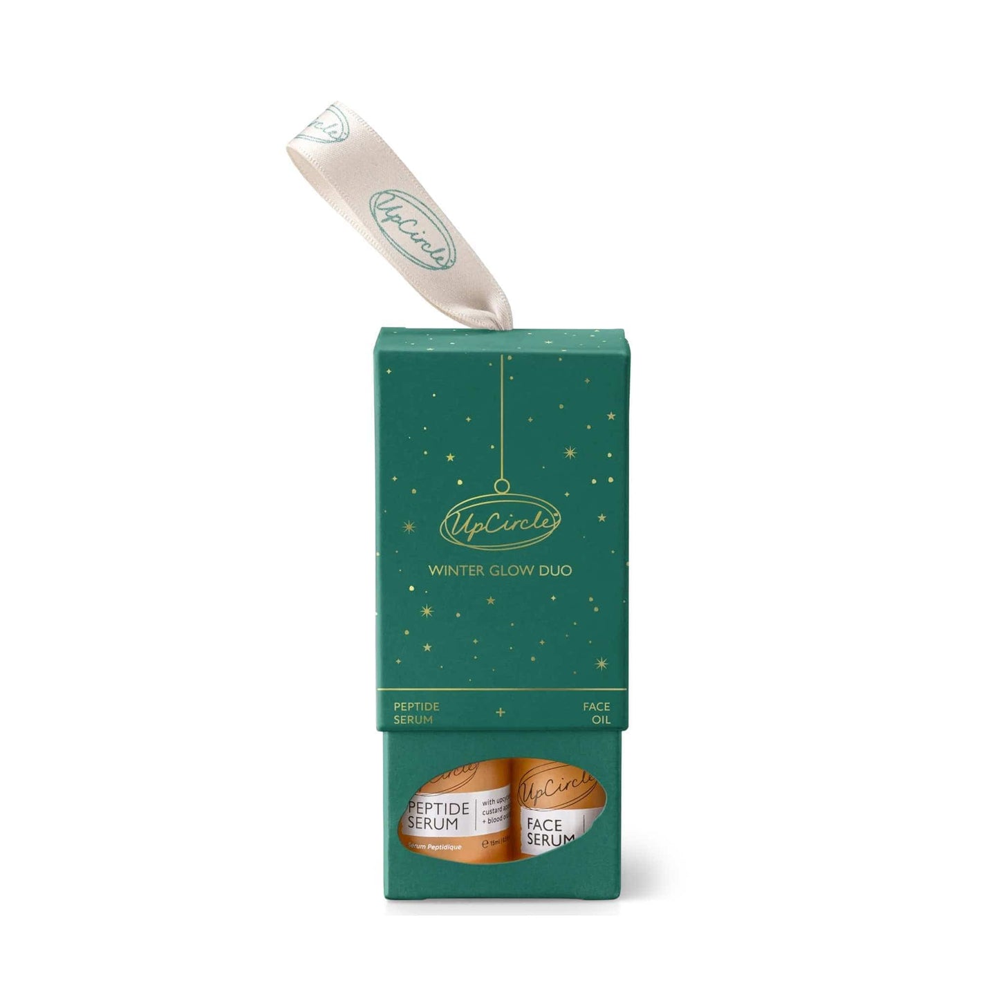 Upcircle Beauty Facial Oil Winter Glow Bauble Gift Set - Peptide Serum + Organic Face Oil - UpCircle
