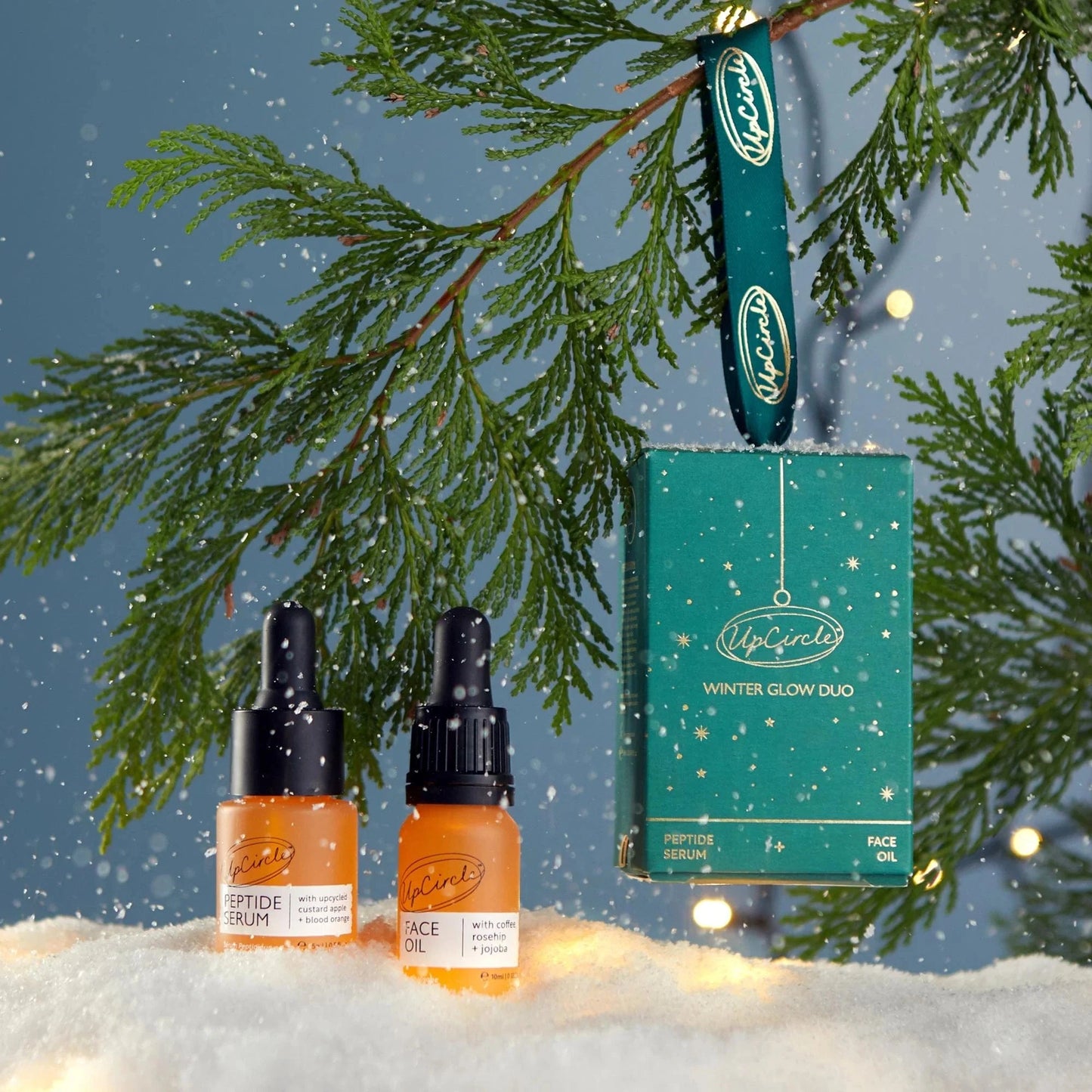 Upcircle Beauty Facial Oil Winter Glow Bauble Gift Set - Peptide Serum + Organic Face Oil - UpCircle