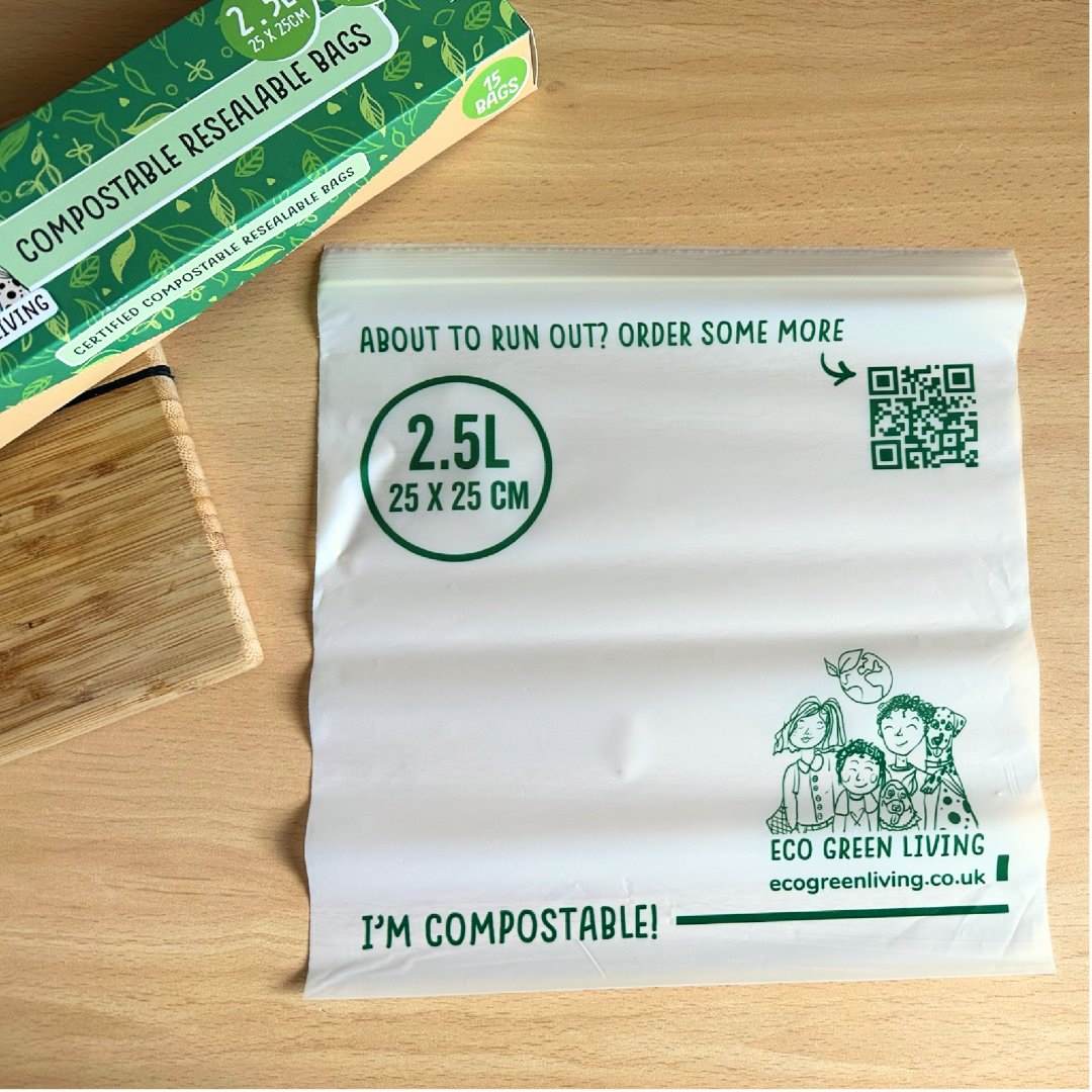 Eco Green Living Food Wrap 6 Litre Certified Compostable Caddy Bags - 1 Roll of 30 Bags