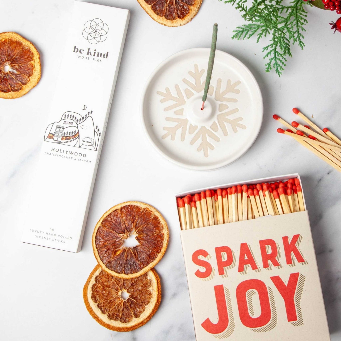 Faerly Gift Box Spark Joy The Scent of Christmas Gift Box - Festive Incense & Home Fragrance Gift Box – Be Kind Incense, Ceramic Incense Holder & Luxury Matches