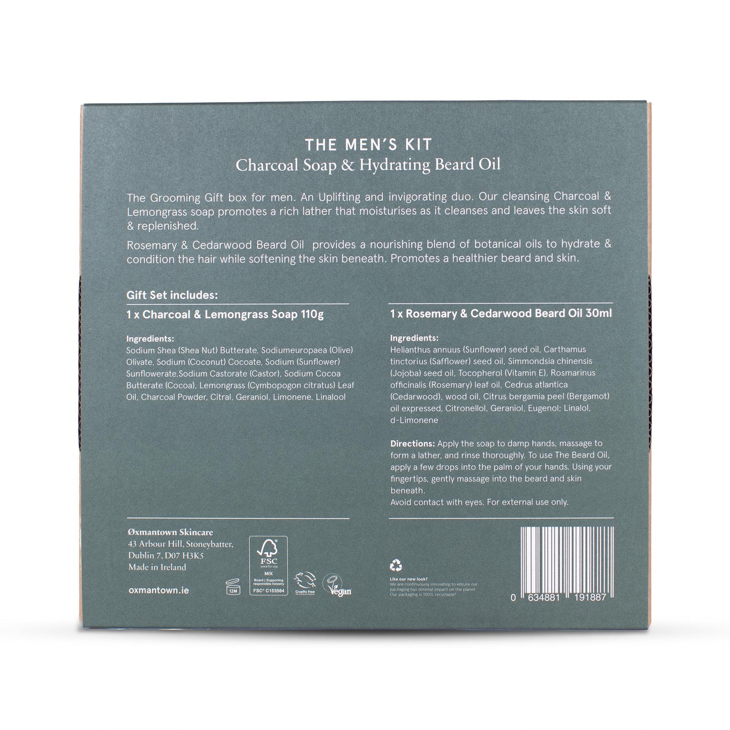 Oxmantown Gift Set The Men's Kit - Charcoal & Lemongrass Soap and Beard Oil Gift Set - Oxmantown Skincare