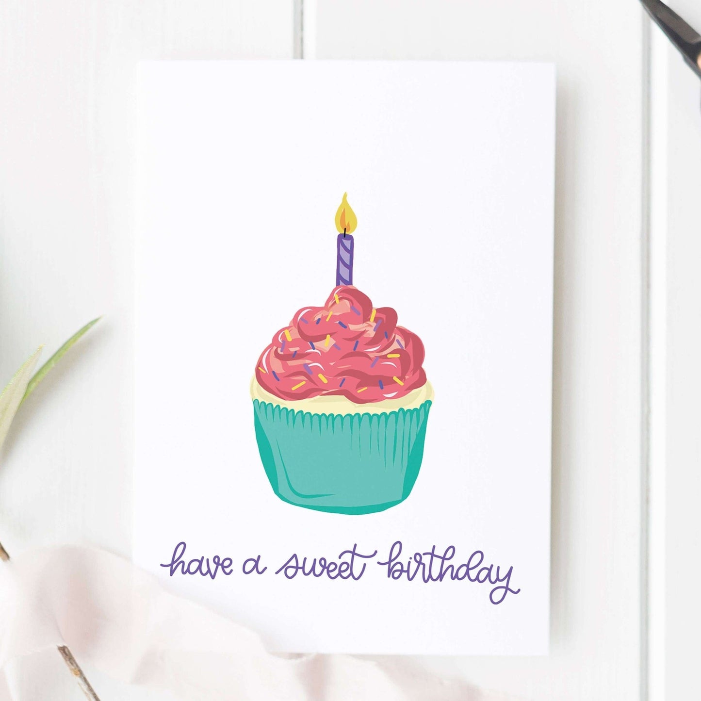 Hue Complete Me Greeting & Note Cards Sweet Cupcake Happy Birthday Card - Hue Complete Me