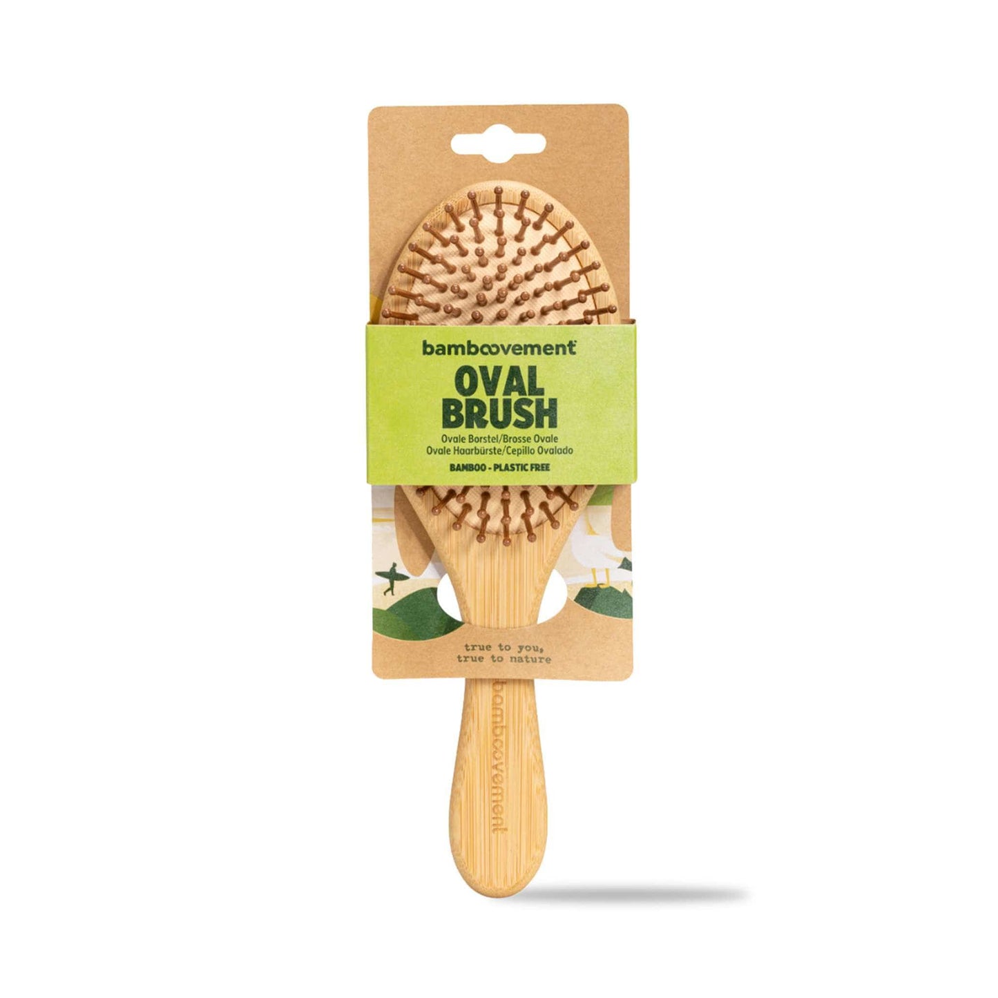 Bamboovement Hair Brush Bamboo Oval Hairbrush - Plastic Free & Vegan - Bamboovement
