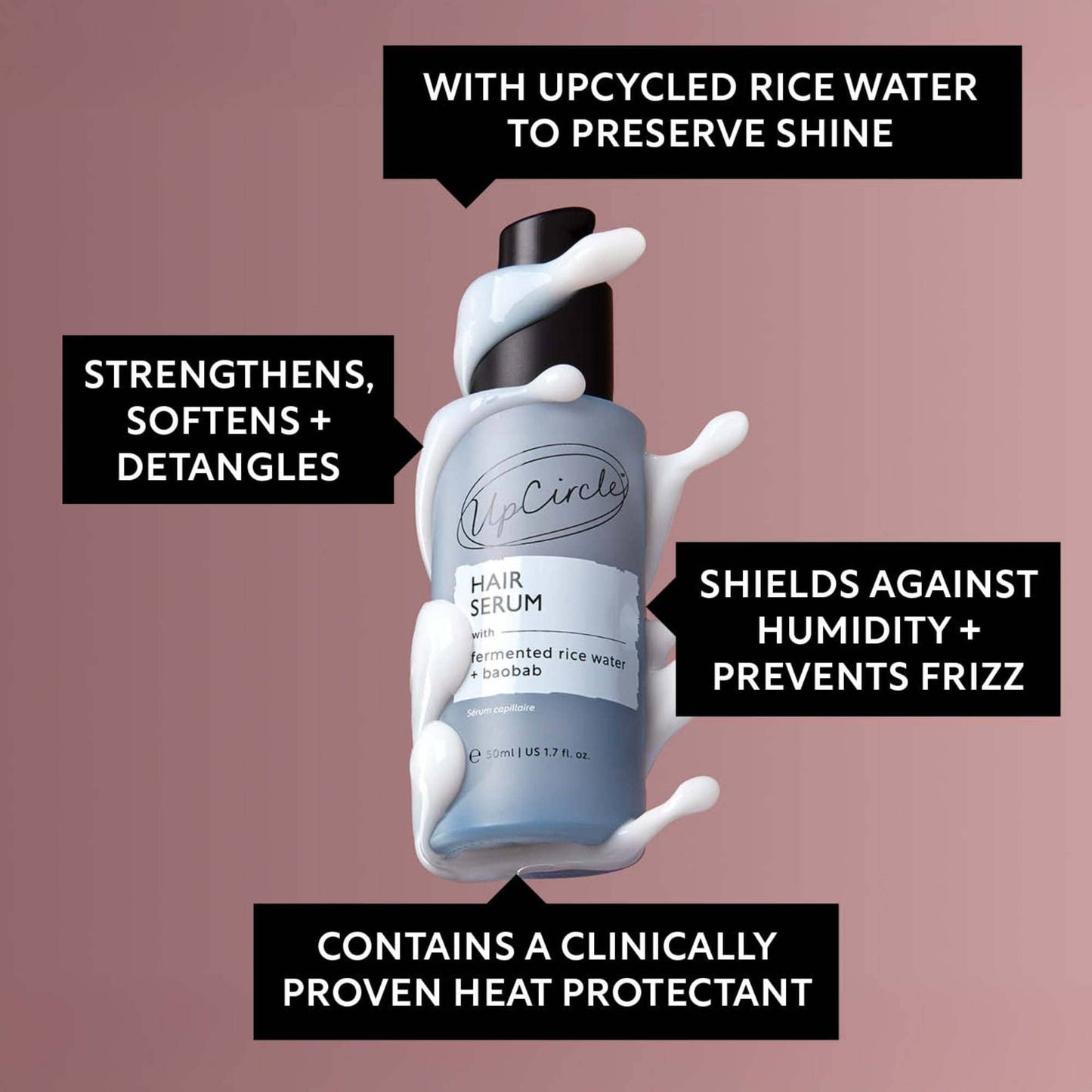 UpCircle Hair Care Natural Hair Serum - With Fermented Rice Water & Upcycled Baobab - 50 ml - UpCircle