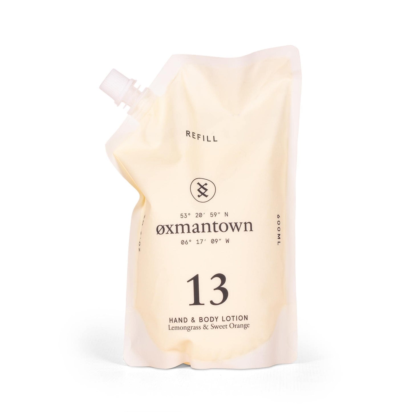 Oxmantown Hand & Body Lotion No.13 Hand & Body Lotion Refill - Lemongrass & Sweet Orange - 600ml - Oxmantown Skincare