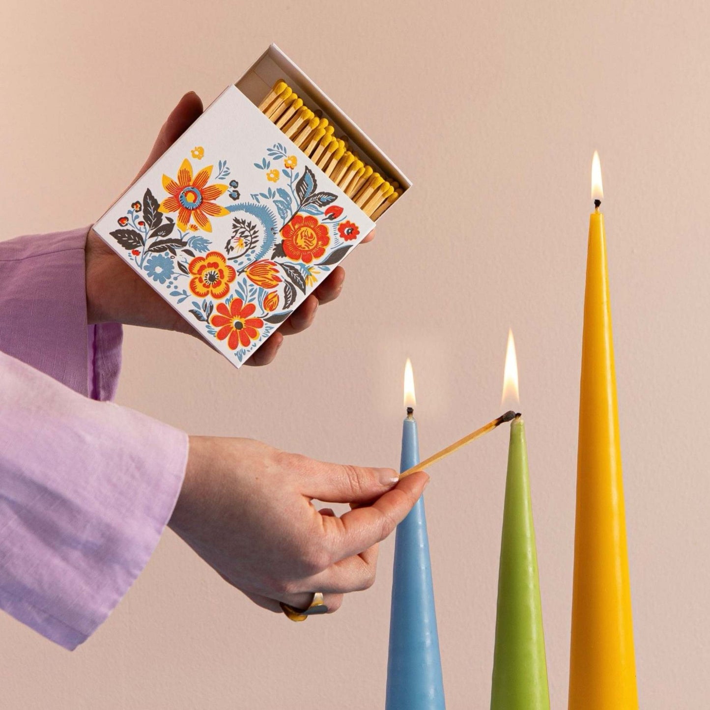 Archivist Home Fragrance Accessories Archivist - Square Safety Matches - Flowers By Real, Fun, Wow! - 125 Luxury Matches - 50mm