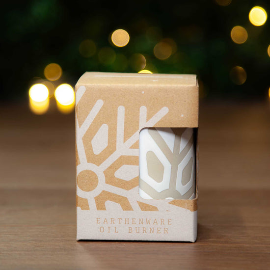 Puckator Home Fragrance Accessories Christmas Snowflake White Glaze Relief Stoneware Oil Burner