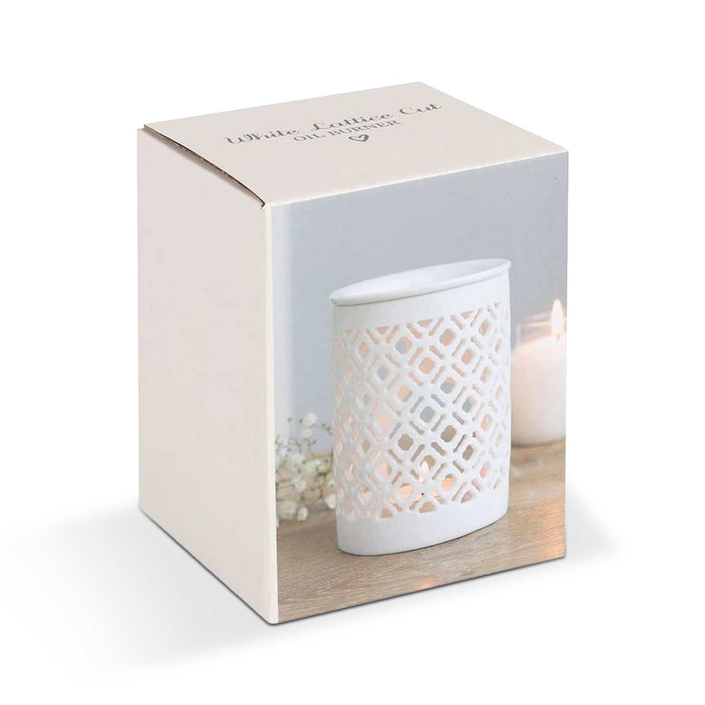 Something Different Home Fragrance Accessories White Lattice Ceramic Wax Melt Burner – Dual Use & Elegant Design – 11.5cm