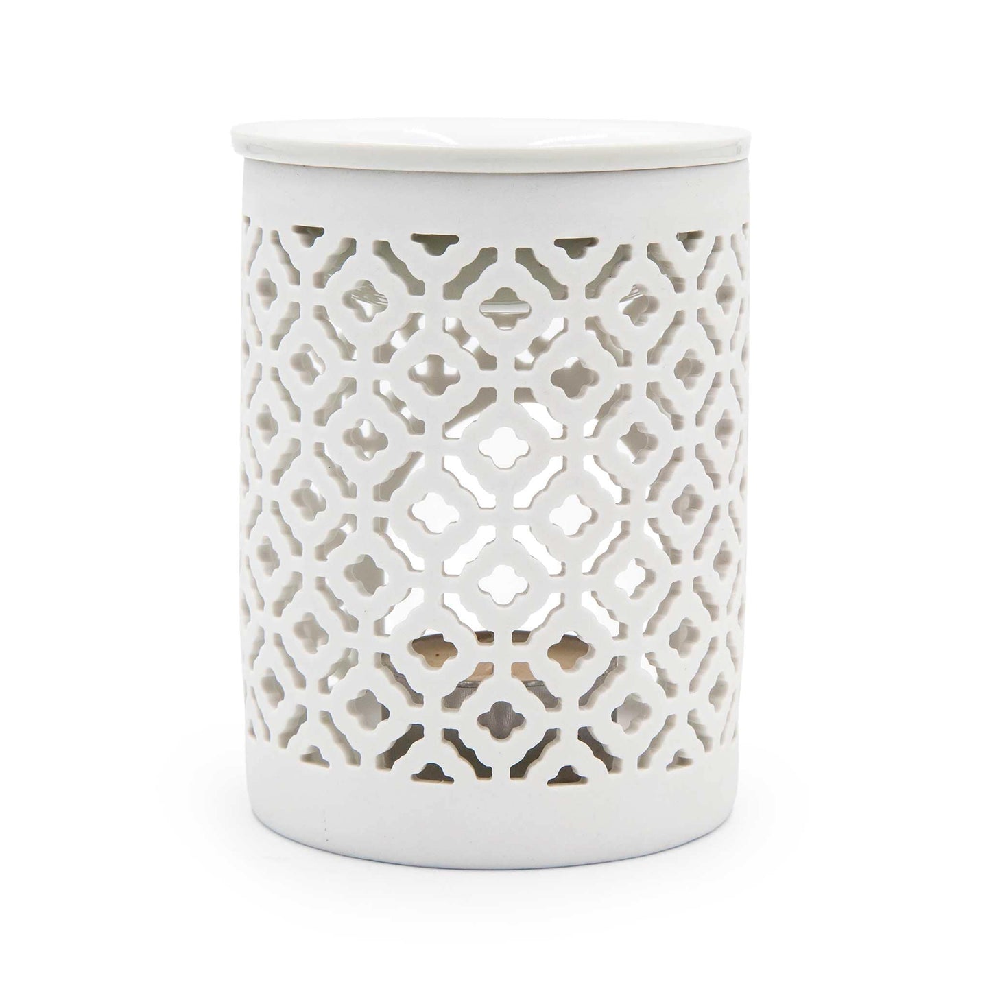 Something Different Home Fragrance Accessories White Lattice Ceramic Wax Melt Burner – Dual Use & Elegant Design – 11.5cm