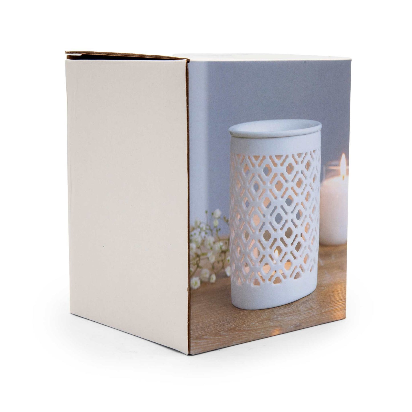 Something Different Home Fragrance Accessories White Lattice Ceramic Wax Melt Burner – Dual Use & Elegant Design – 11.5cm