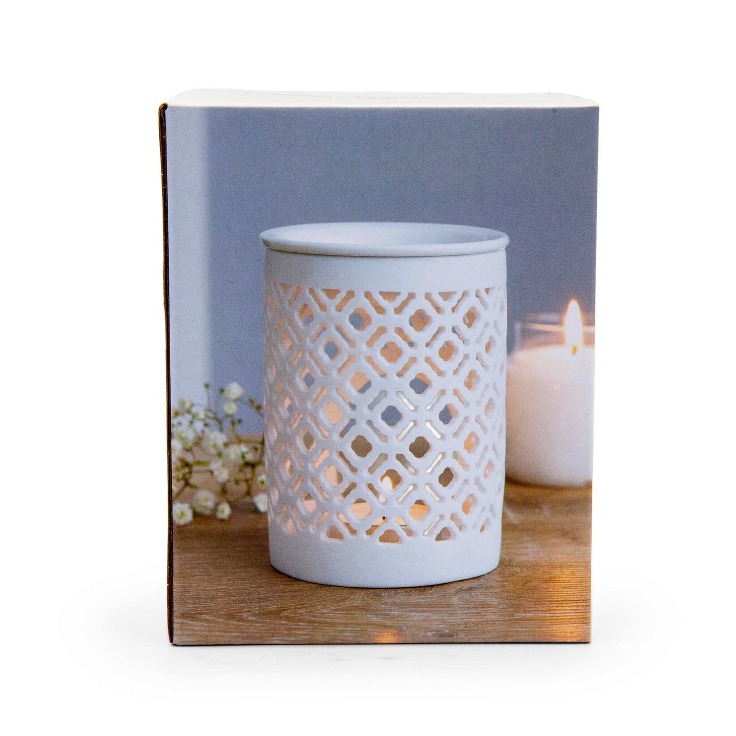 Something Different Home Fragrance Accessories White Lattice Ceramic Wax Melt Burner – Dual Use & Elegant Design – 11.5cm