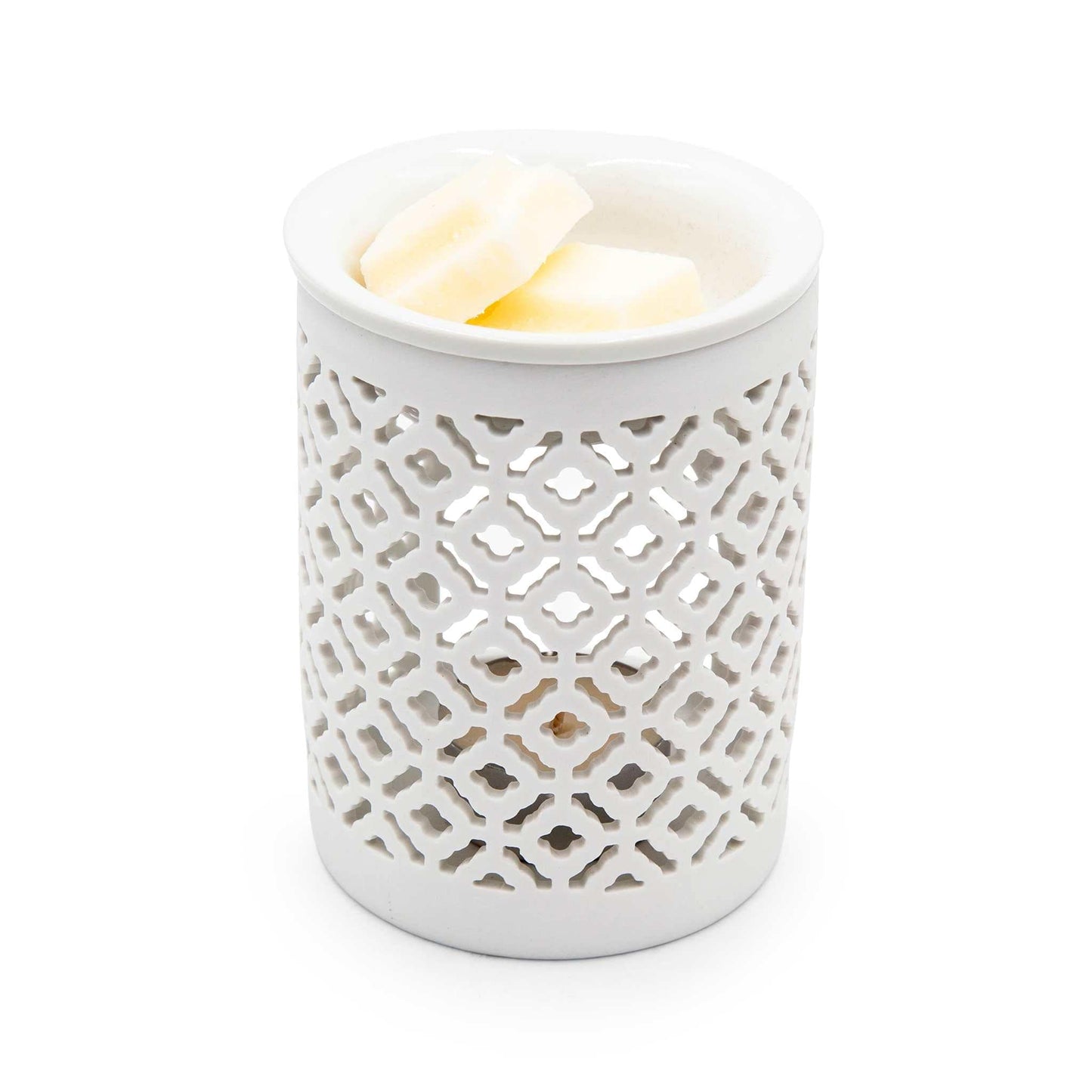 Something Different Home Fragrance Accessories White Lattice Ceramic Wax Melt Burner – Dual Use & Elegant Design – 11.5cm