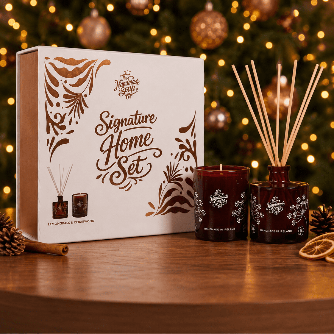 The Handmade Soap Company Home Fragrances Signature Home Set - Candle & Diffuser, Lemongrass & Cedarwood - The Handmade Soap Company