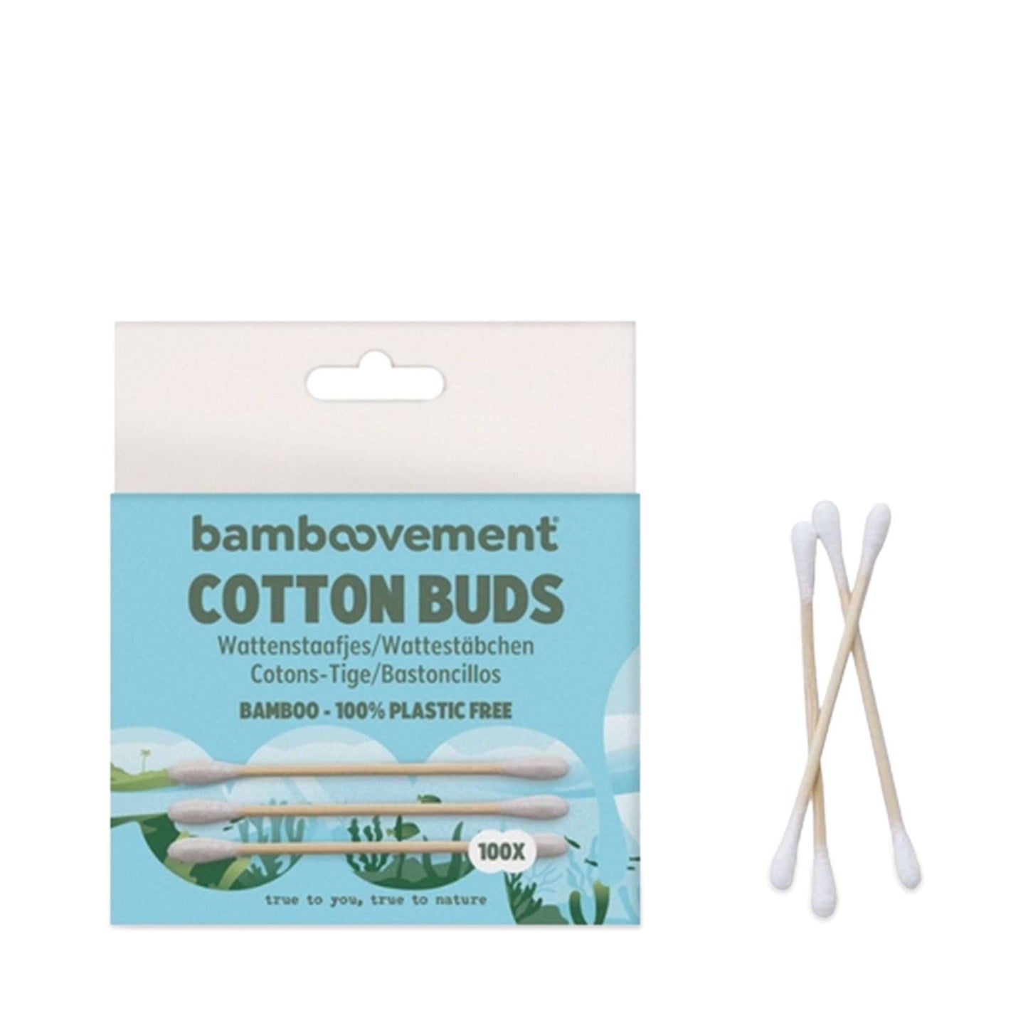 Bamboovement home & lifestyle Bamboo Cotton Buds (100 pcs) - Plastic Free & Biodegradable - Bamboovement