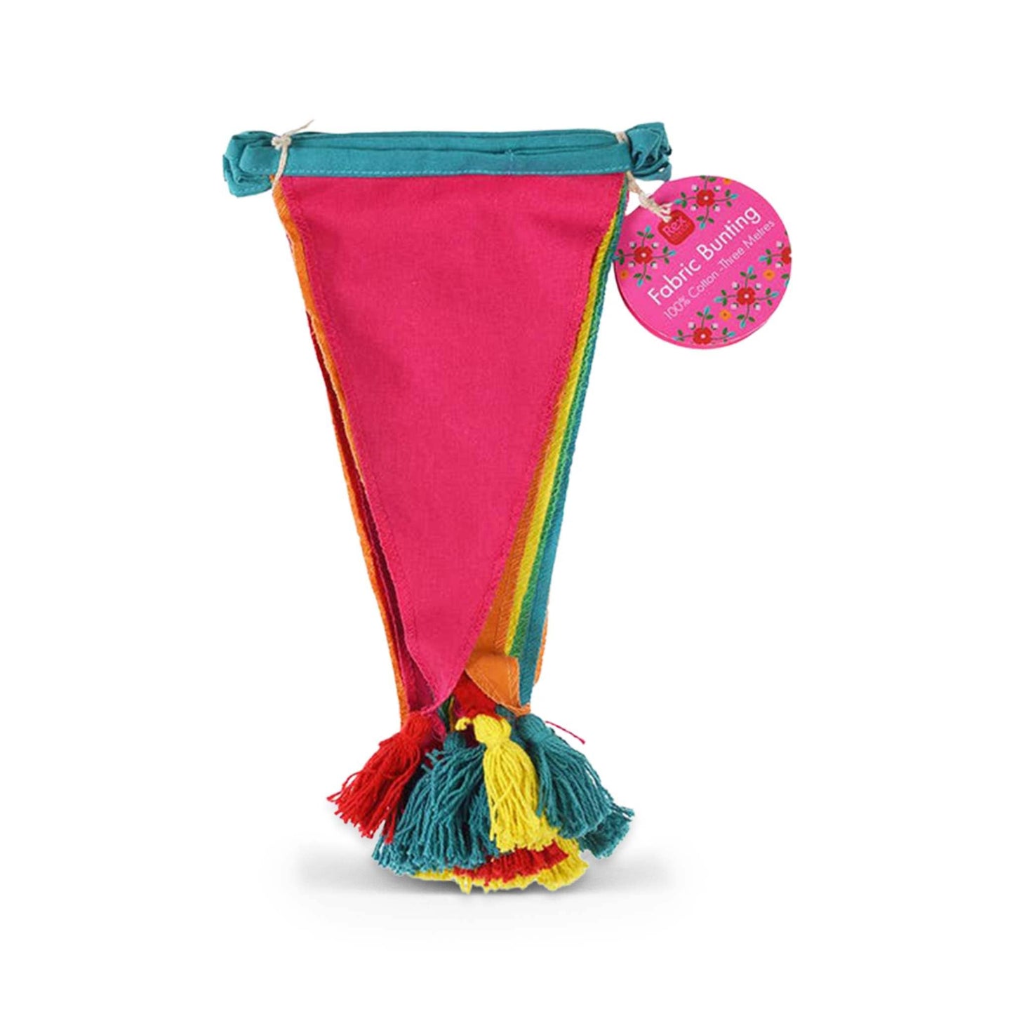 Rex home & lifestyle Colourful Tasselled Cotton Bunting - 100% Cotton - Tasselled Pennants - 3 Metres