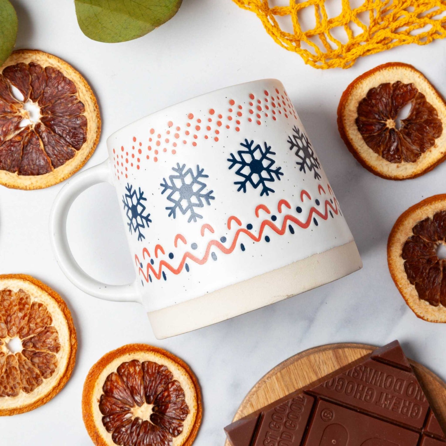 Puckator Homeware Snowflake Stoneware Mug – Festive Ceramic – 420ml