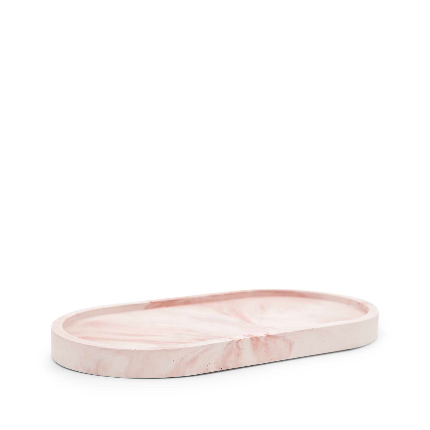 Faerly Homewares Concrete Oval Decorative Tray  - Marbled Pink