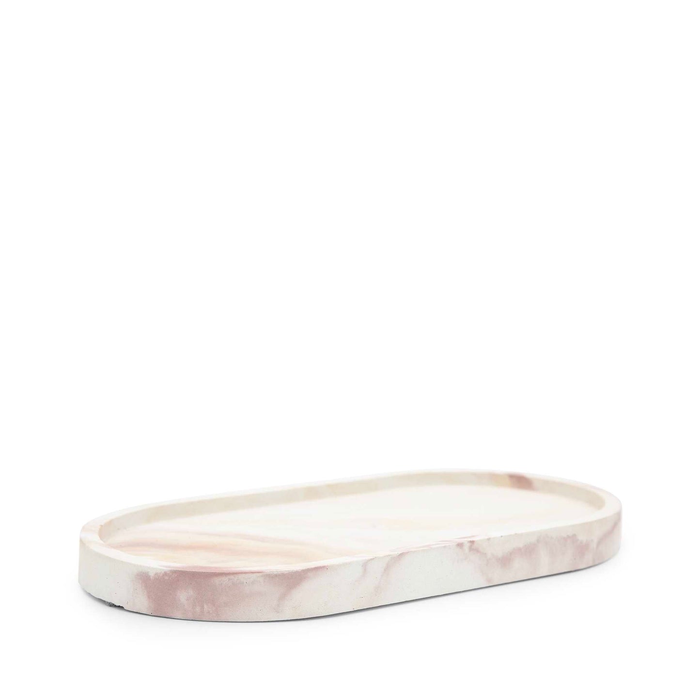 Faerly Homewares Concrete Oval Decorative Tray  - Peachy Marble