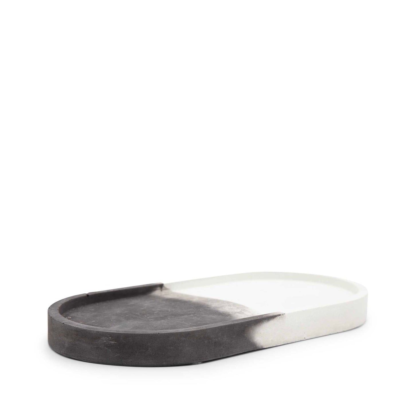 Faerly Homewares Concrete Oval Decorative Tray  - Two Tone Black & White