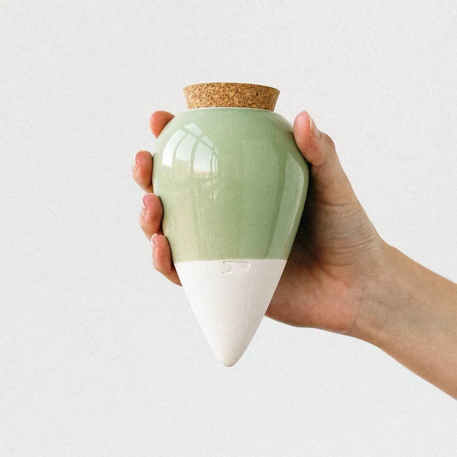 Pepin Homewares Olla - Green - Self-Watering Plant Waterer - Microporous Ceramic