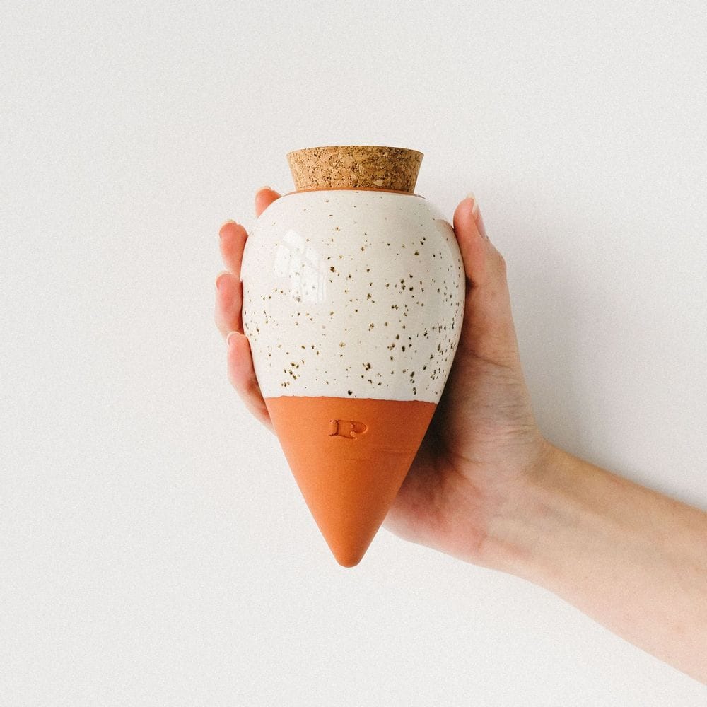 Pepin Homewares Olla - Speckled White - Self-Watering Plant Waterer - Microporous Ceramic