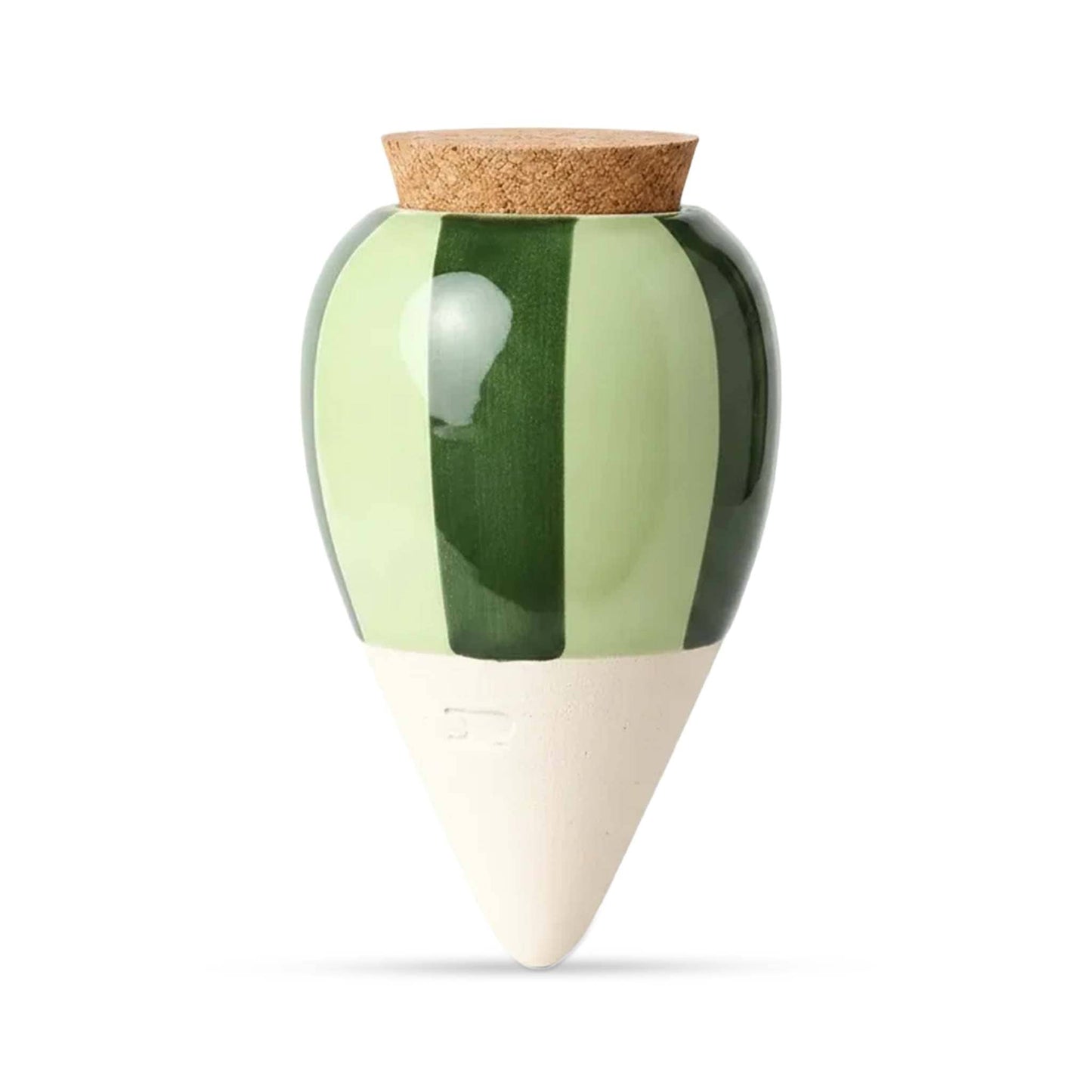 Pepin Homewares Olla - Striped Green - Self-Watering Plant Waterer - Microporous Ceramic