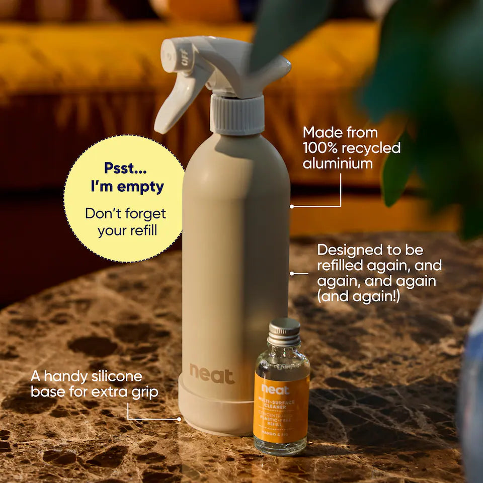 neat. Household Cleaning Products Neat Refillable Cleaning Spray Bottle - Sage - Aluminium - Plastic-Free