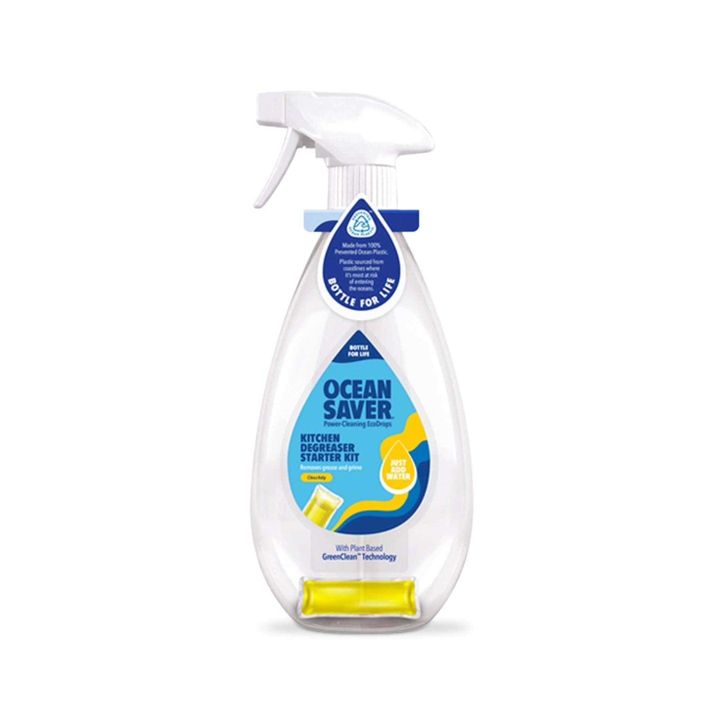 Ocean Saver Household Cleaning Products OceanSaver – Kitchen Degreaser EcoDrop Starter Kit – Citrus Kelp – Reusable Bottle & Pod
